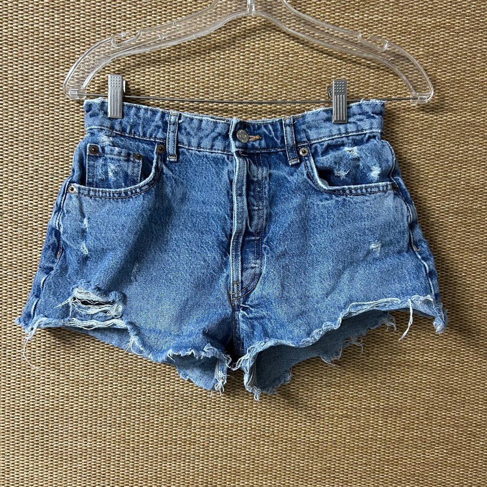 Zara Shorts Womens 4 Blue Jean Cutoff Button Fly